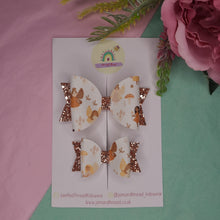 Load image into Gallery viewer, Big Sis, Lil Sis Bows-Cream/Gold Fairies