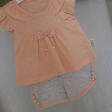 Load image into Gallery viewer, Girls Frilly Bow T-Shirt & Shorts Set