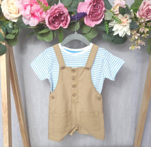 Load image into Gallery viewer, Neutral Linen Style Dungaree Set