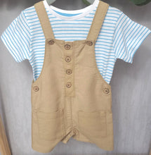 Load image into Gallery viewer, Neutral Linen Style Dungaree Set