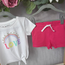 Load image into Gallery viewer, Minoti Rainbow Love T-Shirt and Pink Short Set