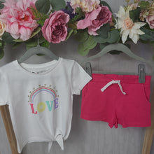 Load image into Gallery viewer, Minoti Rainbow Love T-Shirt and Pink Short Set