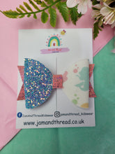 Load image into Gallery viewer, Medium Dolly Bow-Blue Mermaid