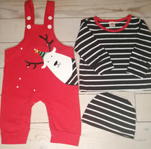 Load image into Gallery viewer, Reindeer Red Dungaree set