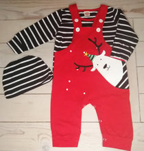 Load image into Gallery viewer, Reindeer Red Dungaree set