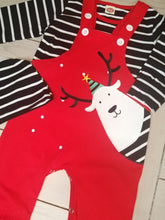 Load image into Gallery viewer, Reindeer Red Dungaree set