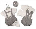 Load image into Gallery viewer, Baby Boys Grey T-Bar Dungaree Romper Set - Scotty Dog