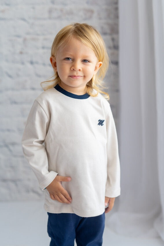 Boys Cream Organic Long sleeve Top