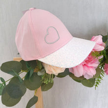 Load image into Gallery viewer, Girls Cap With Glitter Peak &amp; Heart (2-6 Years)
