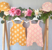 Load image into Gallery viewer, Daisy Dungaree Romper and Sun Hat
