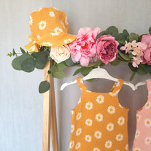 Load image into Gallery viewer, Daisy Dungaree Romper and Sun Hat

