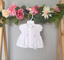 Load image into Gallery viewer, Baby White Dress Bows and Lace Detail
