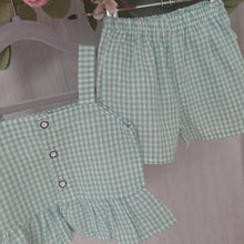 Load image into Gallery viewer, Girls Green Gingham Shorts Set
