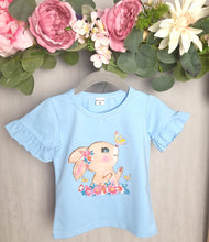 Load image into Gallery viewer, Girls Frill Sleeve Rabbit T-Shirt
