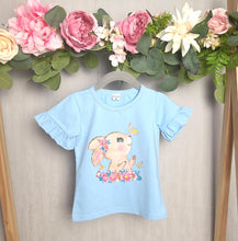 Load image into Gallery viewer, Girls Frill Sleeve Rabbit T-Shirt
