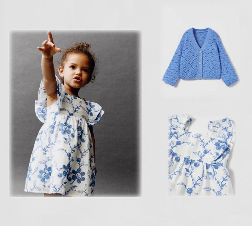 2-Piece Floral Dress and Cardigan Set