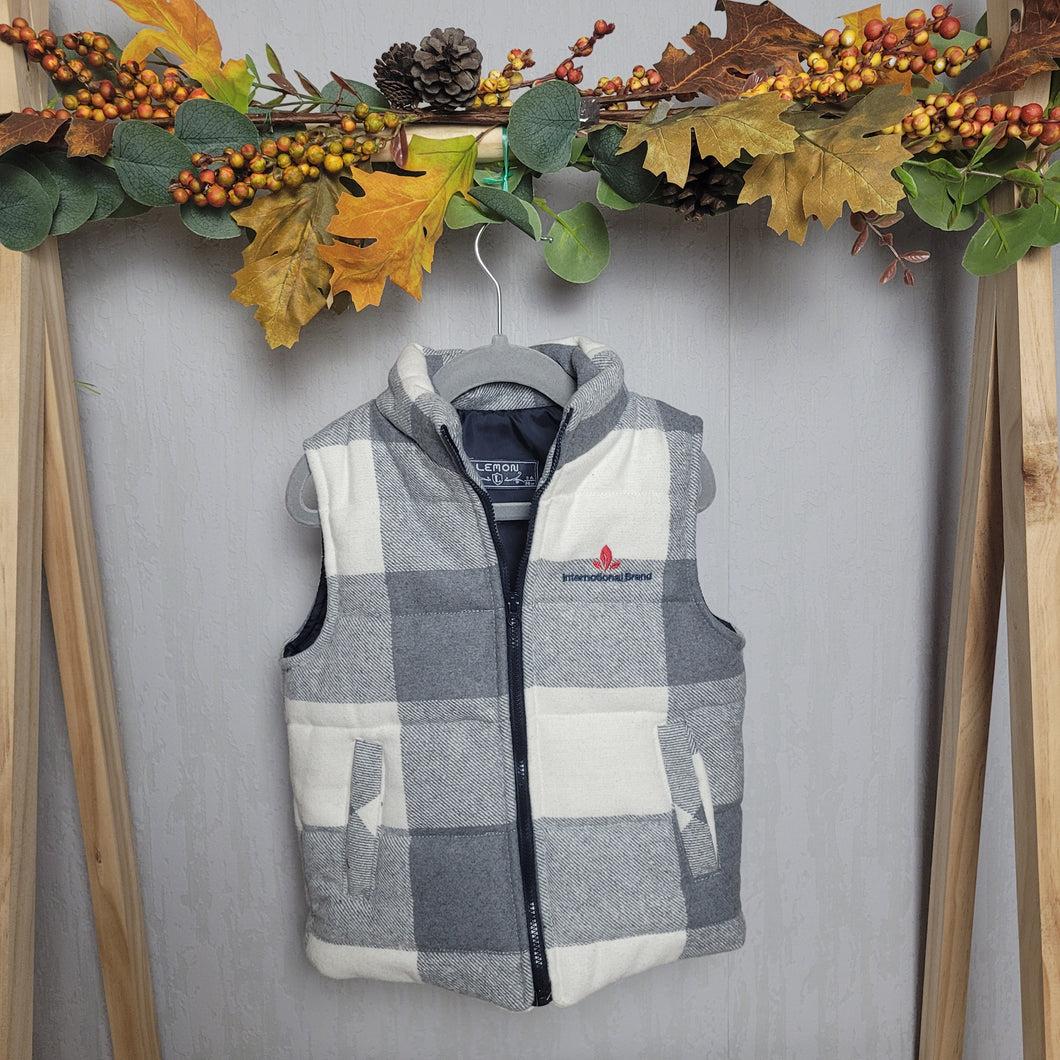 Boys Grey Plaid Gilet