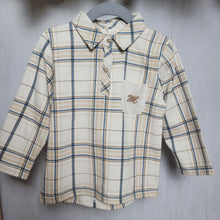 Load image into Gallery viewer, Boys Beige, Tan, Blue Checked shirt

