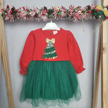 Load image into Gallery viewer, Girls Christmas Tree Dress and Hairband
