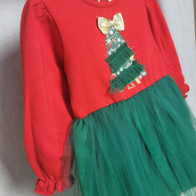 Load image into Gallery viewer, Girls Christmas Tree Dress and Hairband
