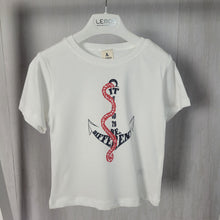 Load image into Gallery viewer, White T-Shirt with Anchor Design
