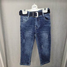 Load image into Gallery viewer, Boys Dark Denim Jeans with Navy Belt
