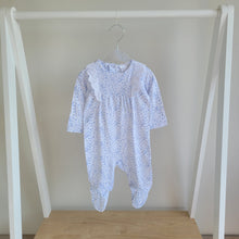 Load image into Gallery viewer, Baby Girls Blue Ditsy Floral Frill Romper
