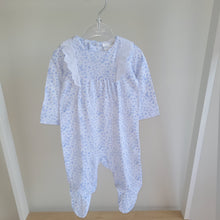 Load image into Gallery viewer, Baby Girls Blue Ditsy Floral Frill Romper
