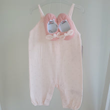Load image into Gallery viewer, Baby Girls Muslin Pink Polka Dot Romper With Shoes
