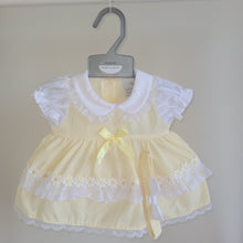 Load image into Gallery viewer, Baby Lemon Dress with Lace and Bows - Daisies
