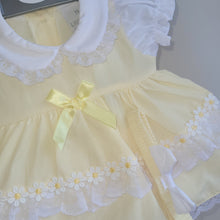 Load image into Gallery viewer, Baby Lemon Dress with Lace and Bows - Daisies
