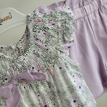 Load image into Gallery viewer, Girls Lilac Shorts and Floral Top Outfit
