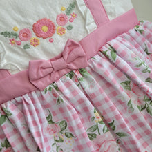 Load image into Gallery viewer, Baby Girls Pink and White Gingham and Floral Dress

