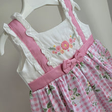 Load image into Gallery viewer, Baby Girls Pink and White Gingham and Floral Dress
