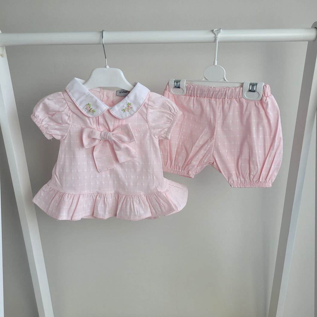 Baby Girls Traditional Pink Shorts Set