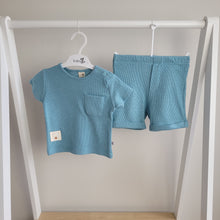 Load image into Gallery viewer, Baby Boys Teal Waffle T-shirt and Shorts Set
