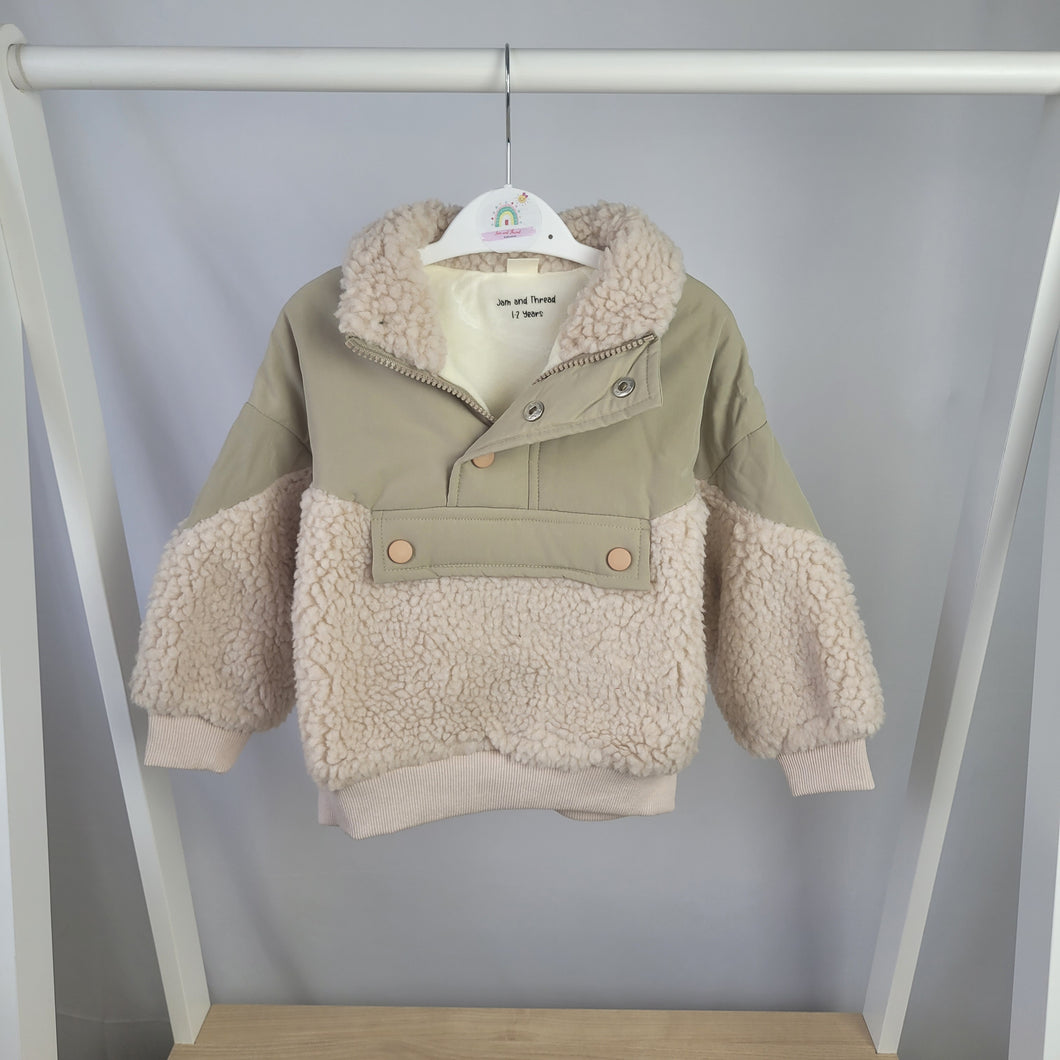 Boys Green and Cream 1/4 Zip Fleece