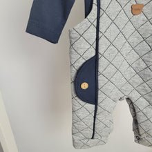 Load image into Gallery viewer, Baby Boys Navy and Grey Quilted Dungarees Set
