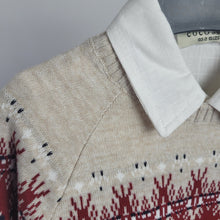 Load image into Gallery viewer, Boys Red Knitted Jumper, Shirt &amp; Navy Jeans Set

