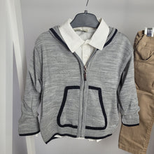 Load image into Gallery viewer, Boys Grey Knitted Zip Cardigan, Shirt &amp; Chinos Set
