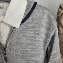 Load image into Gallery viewer, Boys Grey Knitted Zip Cardigan, Shirt &amp; Chinos Set
