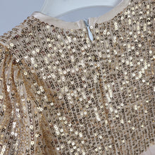 Load image into Gallery viewer, Girls Gold Sequin and Tulle Party Dress

