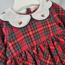 Load image into Gallery viewer, Red Tartan Dress with  Embroidered Collar Detailing
