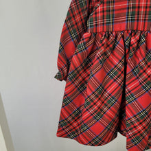 Load image into Gallery viewer, Red Tartan Dress with  Embroidered Collar Detailing
