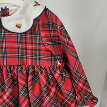 Load image into Gallery viewer, Red Tartan Dress with  Embroidered Collar Detailing

