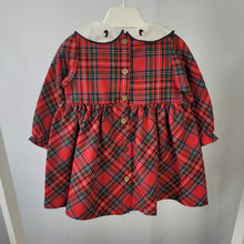 Load image into Gallery viewer, Red Tartan Dress with  Embroidered Collar Detailing
