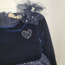 Load image into Gallery viewer, Girls Navy Dress with Tulle and Hairclip
