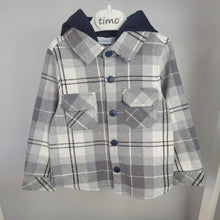 Load image into Gallery viewer, Boy&#39;s Grey Checked Hooded Shirt
