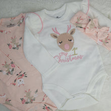 Load image into Gallery viewer, My First Christmas Rompers and Headband Set
