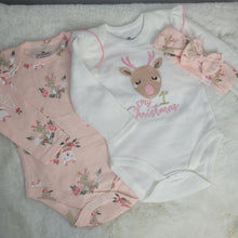 Load image into Gallery viewer, My First Christmas Rompers and Headband Set
